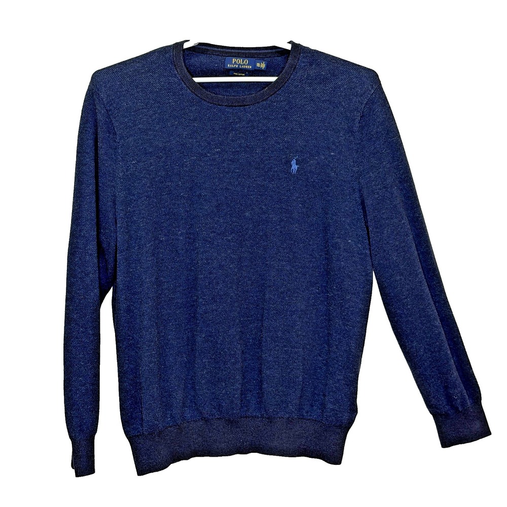 Polo Ralph Lauren Pullover Sweater Mens XXL Blue Textured Knit Pony Logo Preppy